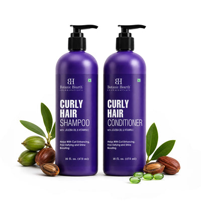 Curly Hair Shampoo and Conditioner Set with Jojoba Oil and Vitamin E | 16 fl oz each