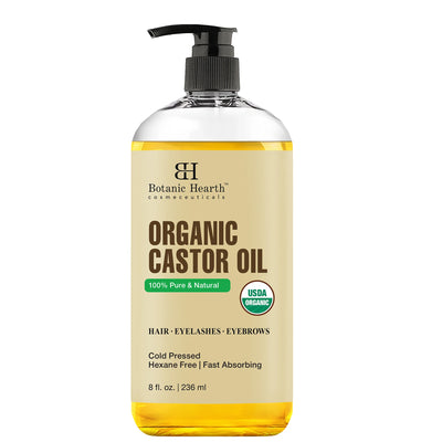 Castor Oil | USDA Certified Organic | 100% Pure & Hexane Free | Cold Pressed | 8 fl oz