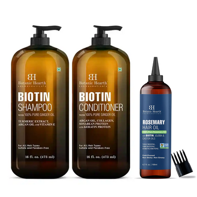 Rosemary Hair Growth Oil + Biotin Shampoo & Conditioner Set