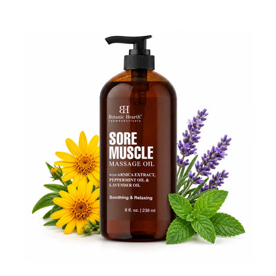 Sore Muscle Massage Oil with Arnica Extract and Peppermint Oil | 8 fl oz