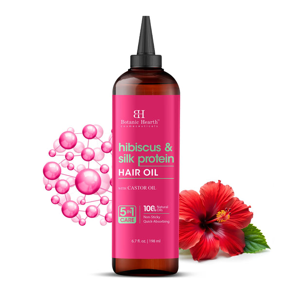 Hibiscus and Silk protein hair oil with Castor Oil | 6.7 fl oz