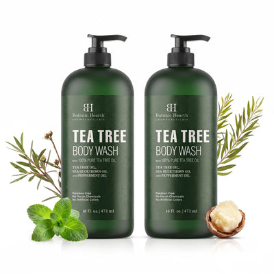 Tea Tree Body Wash with Sea Buckthorn Oil and  Peppermint Oil | 16 fl oz - Pack of 2