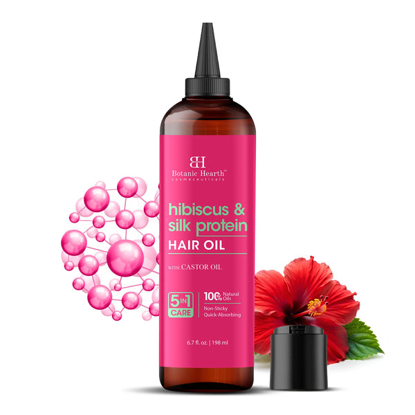 Hibiscus and Silk protein hair oil with Castor Oil | 6.7 fl oz