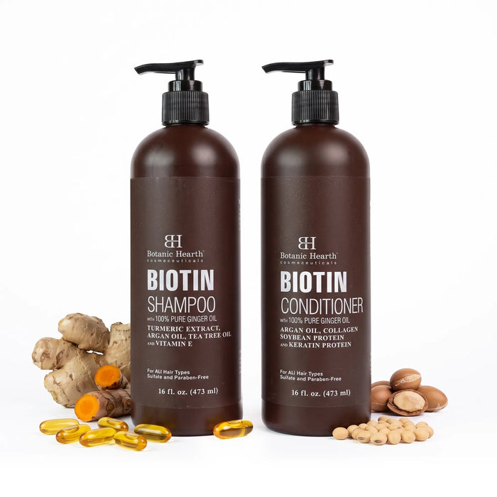 Biotin Shampoo and Conditioner Set  with Ginger Oil & Keratin | 16 fl oz each
