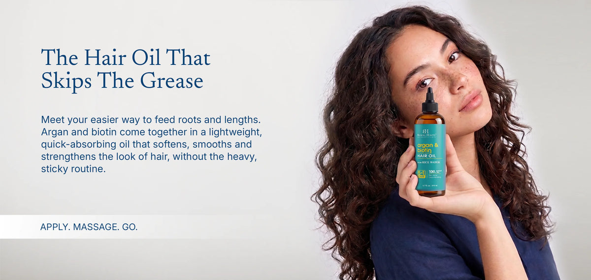 Argan & Biotin Hair Oil with Rice Water | 6.7 fl oz banner
