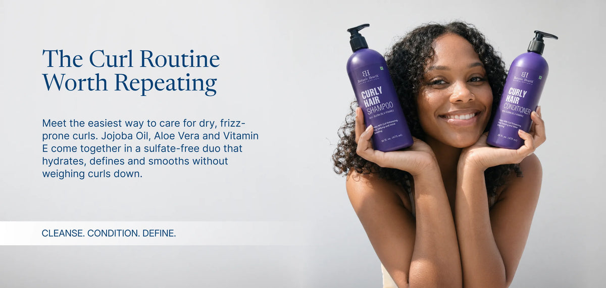 Curly Hair Shampoo and Conditioner Set with Jojoba Oil and Vitamin E | 16 fl oz each banner