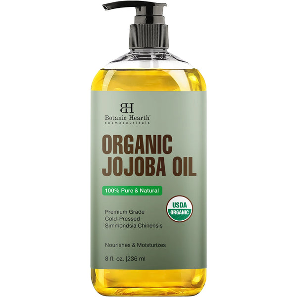 Organic Jojoba Oil -100% Pure Cold Pressed Hexane Free for Skin, Hair, Nails