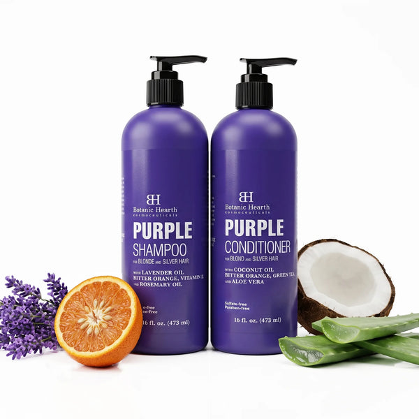 Purple Shampoo and Conditioner Set with Coconut and Aloe Vera | 16 fl oz each