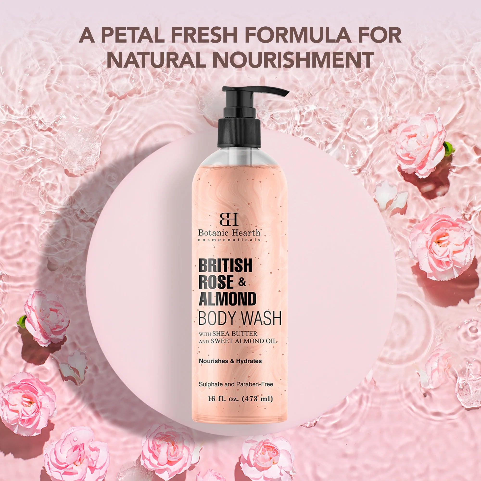 British Rose & Almond Body Wash with Shea Butter | 16 fl oz