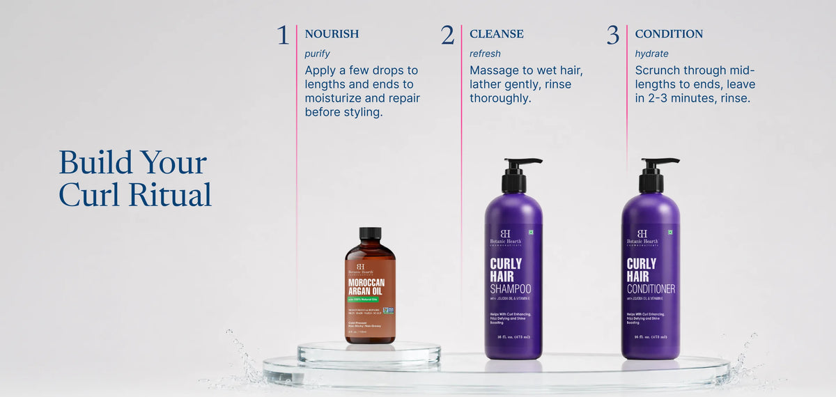 Curly Hair Shampoo and Conditioner Set with Jojoba Oil and Vitamin E | 16 fl oz each banner