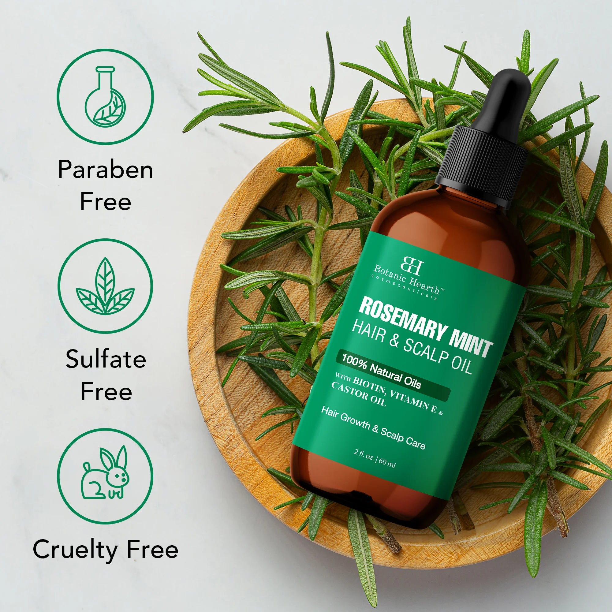 Rosemary Mint Hair and Scalp Oil with Tea Tree and Biotin | 2 fl oz