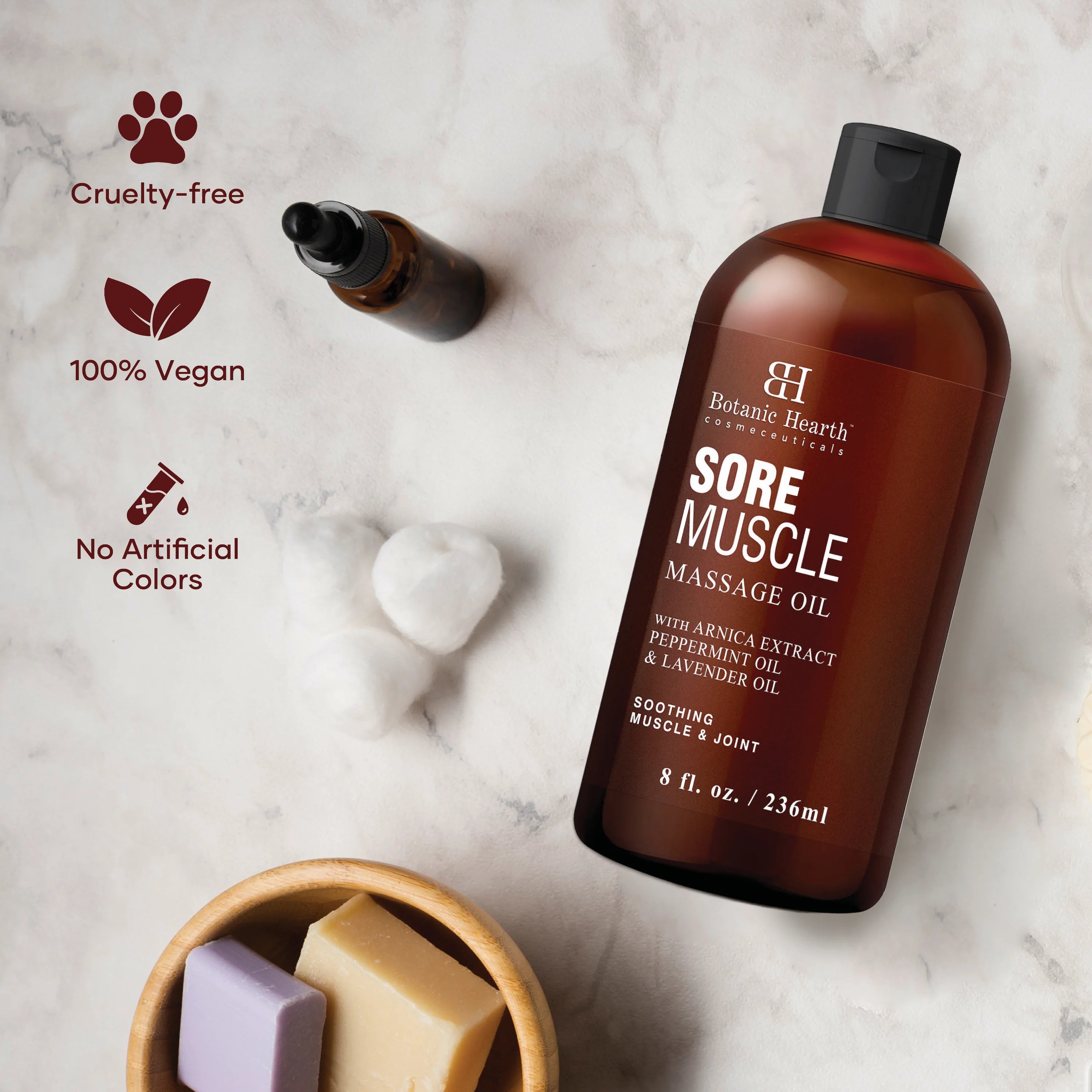 Sore Muscle Massage Oil with Arnica Extract and Peppermint Oil | 8 fl oz