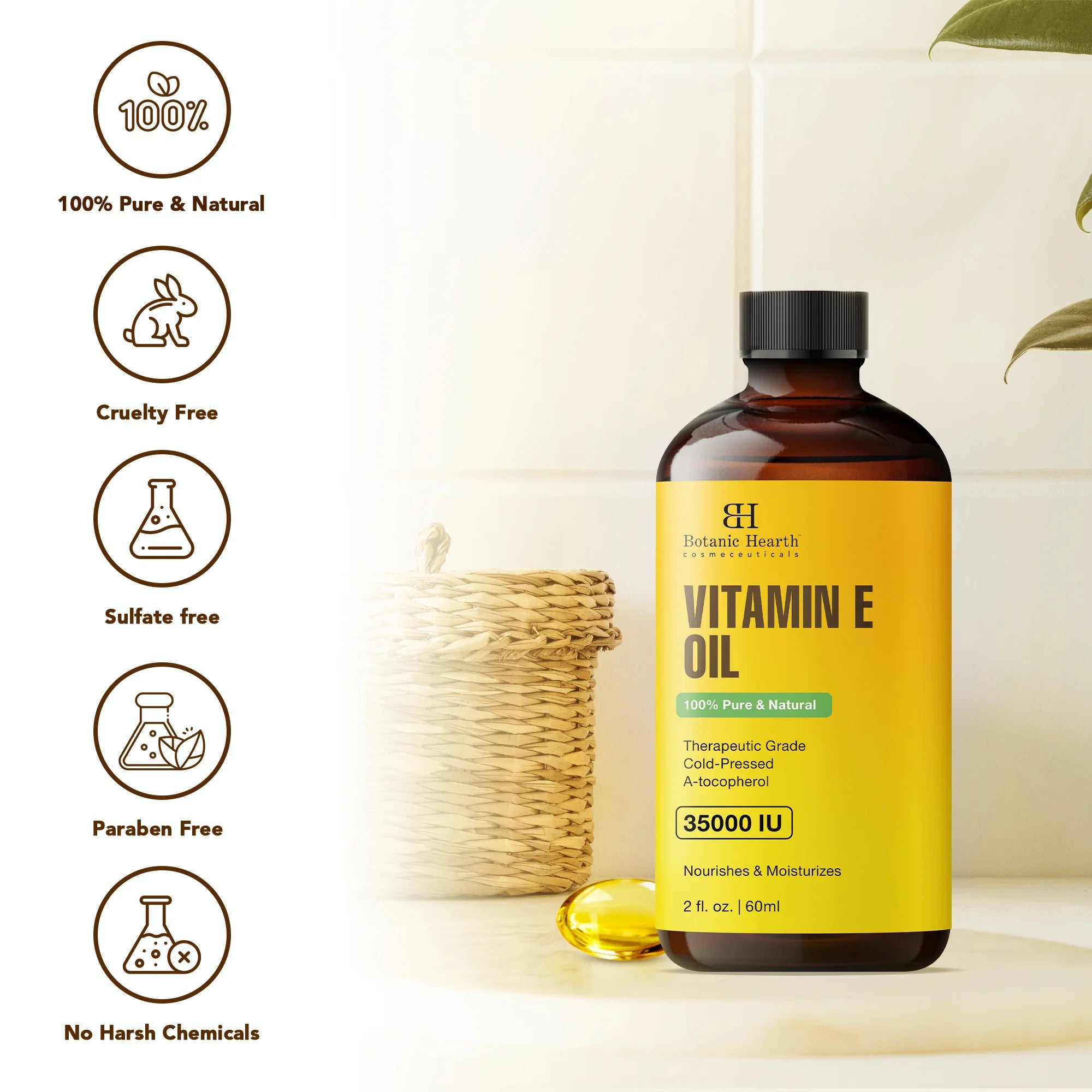 100% Pure & Natural, 35,000 Iu Vitamin E Oil | 2 Fl Oz Set of 2