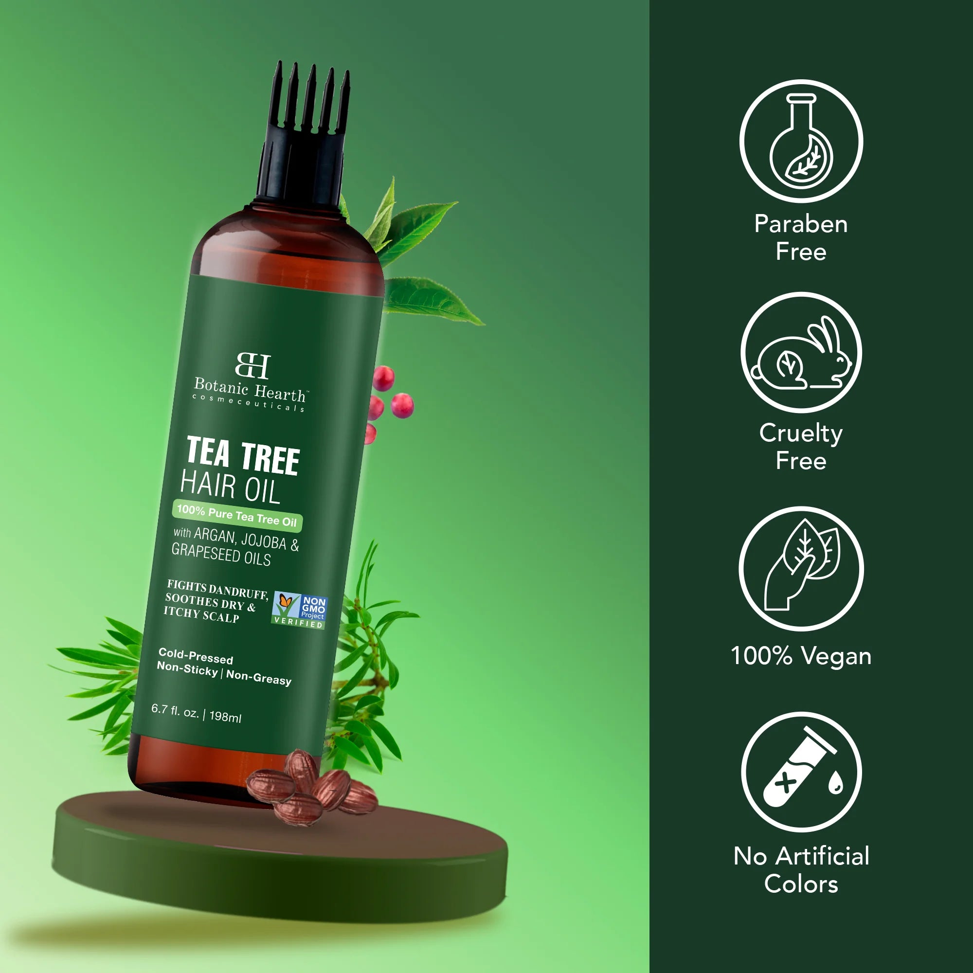 Tea Tree Hair Oil with Argan & Grapeseed Oils | 6.7 fl oz | Pack of 2