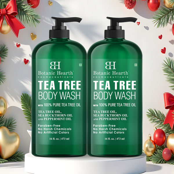 Tea Tree Body Wash with Sea Buckthorn Oil and  Peppermint Oil | 16 fl oz - Pack of 2