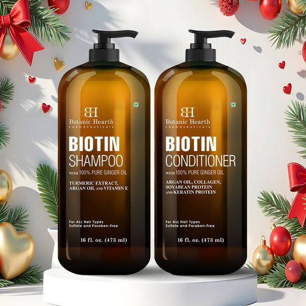 Biotin Shampoo and Conditioner Set  with Ginger Oil & Keratin | 16 fl oz each