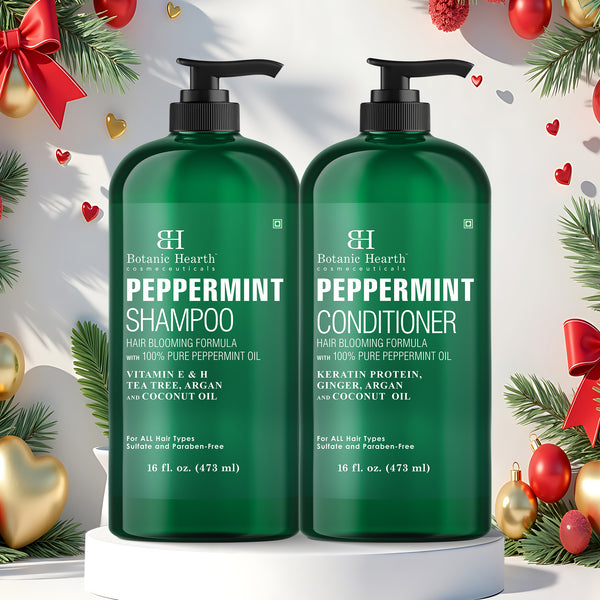 Peppermint Oil Shampoo and Conditioner Set with Keratin | 16 fl oz each