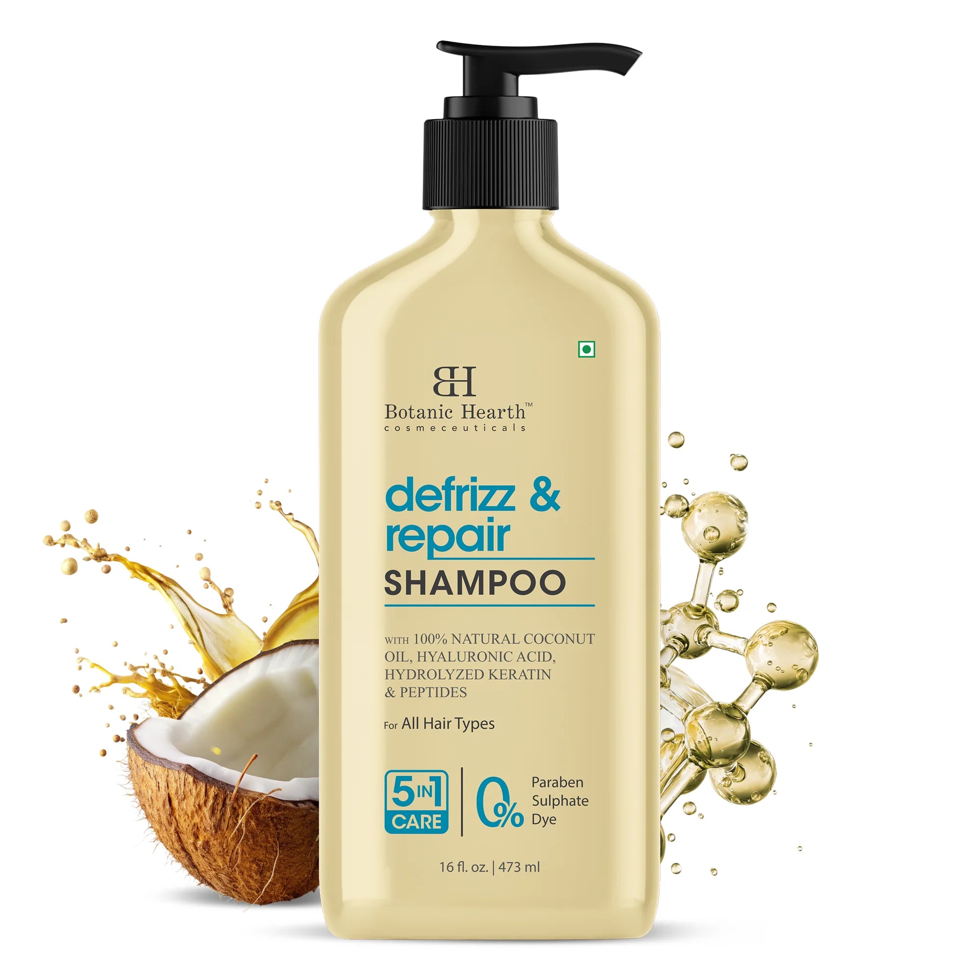 Defrizz & Repair Shampoo with Coconut Oil & Peptides | 16 fl oz