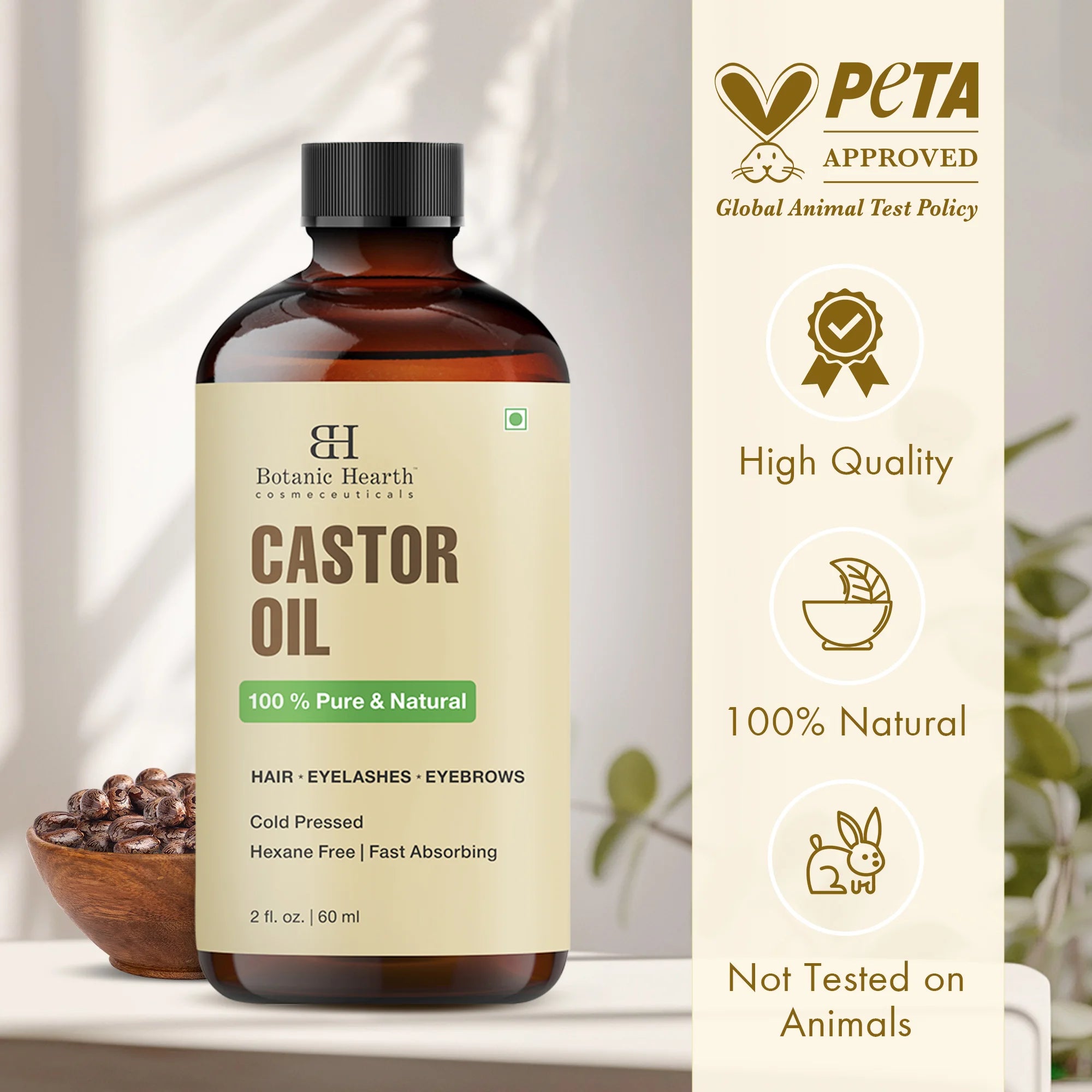 Castor Oil | 100% Pure & Hexane Free  | 2 fl oz