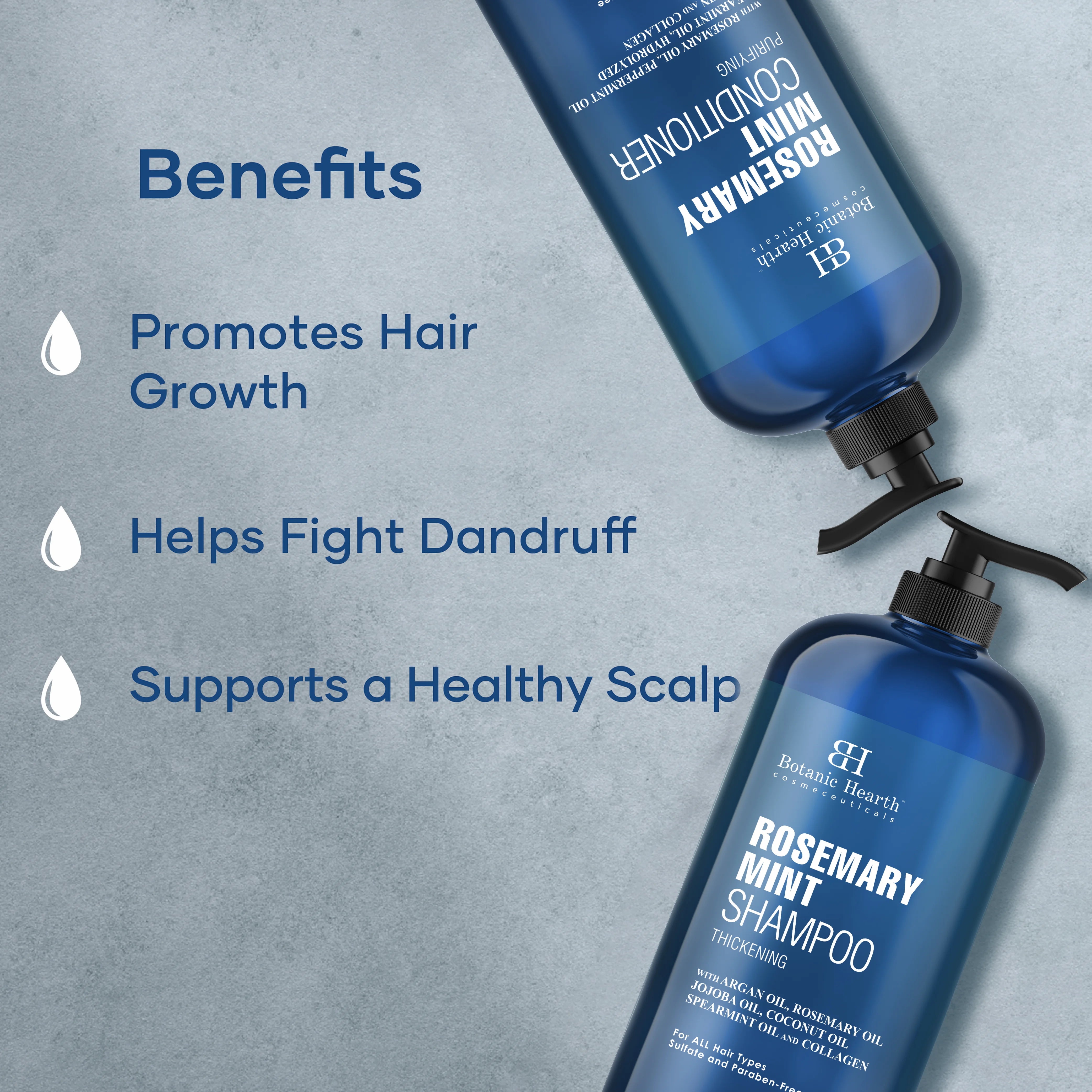 Rosemary Mint Shampoo and Conditioner Set with Spearmint Oil and Collagen | 16 fl oz each