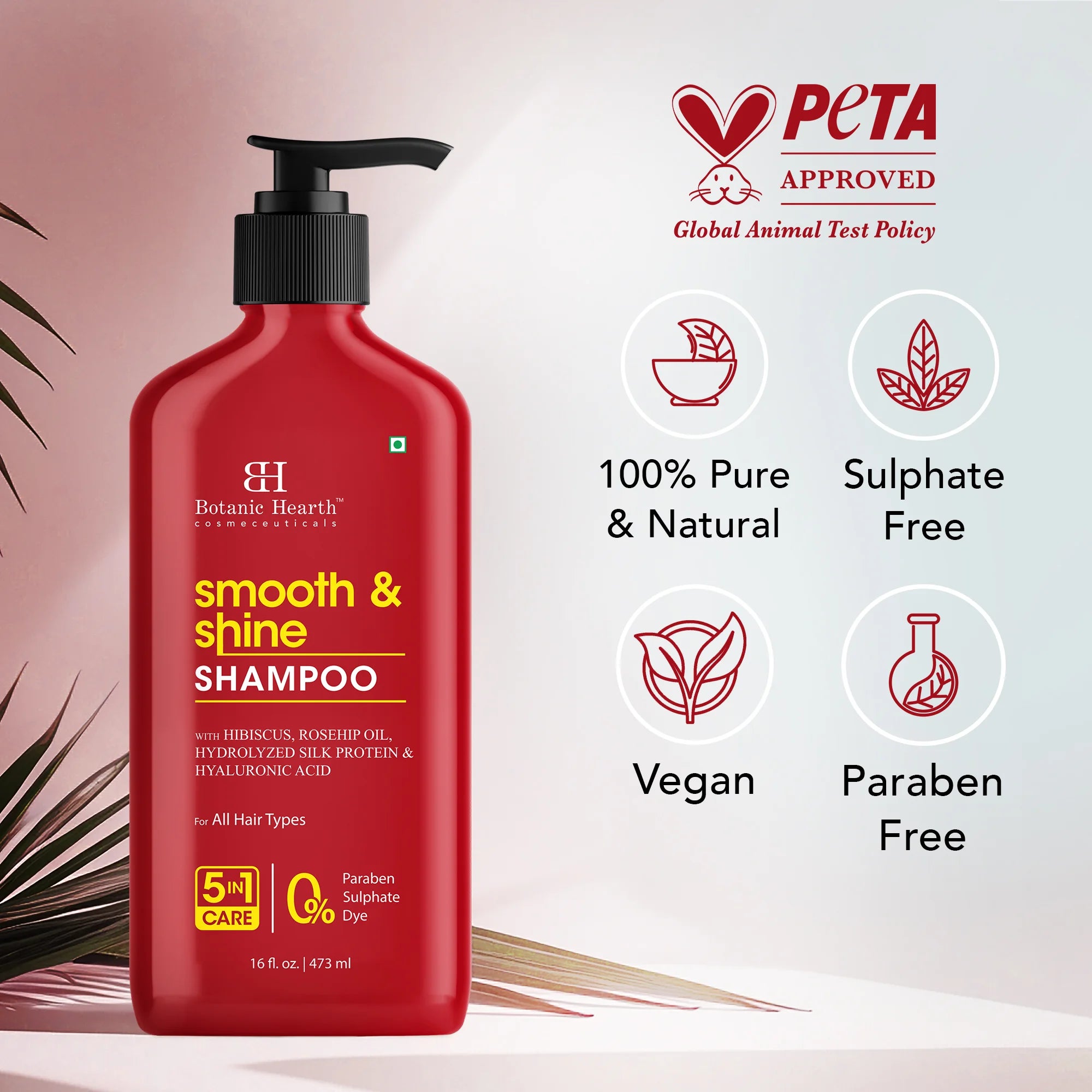 Smooth and Shine Shampoo with Hibiscus extract & Rosehip Oil | 16 fl oz