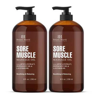 Sore Muscle Massage Oil with Arnica Montana Extract and Essential Oils | 8 fl oz | Pack of 2