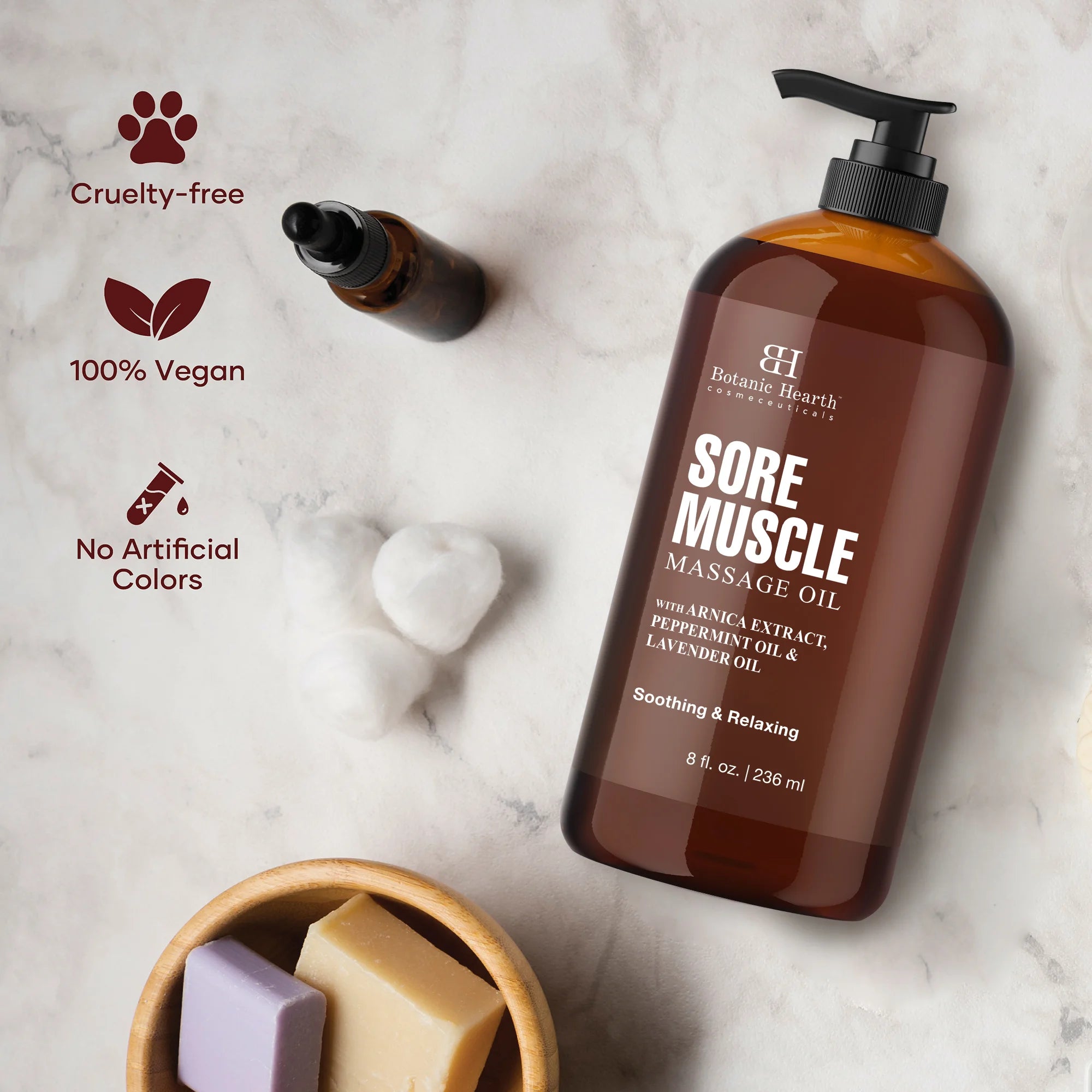Sore Muscle Massage Oil with Arnica Montana Extract and Essential Oils | 8 fl oz | Pack of 2