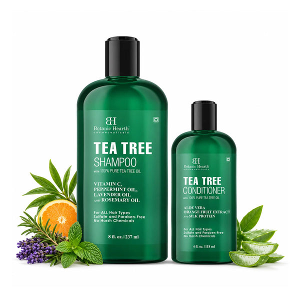 Tea Tree Shampoo - 8 fl oz and Conditioner 4 fl oz Set with Tea Tree Oil