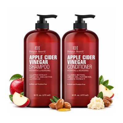 Apple Cider Vinegar Shampoo and Conditioner Set with Shea Butter and Argan Oil | 16 fl oz each