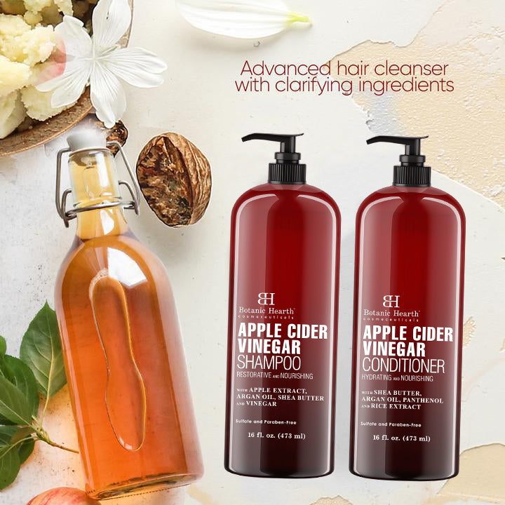 Apple Cider Vinegar Shampoo and Conditioner Set with Shea Butter and Argan Oil | 16 fl oz each