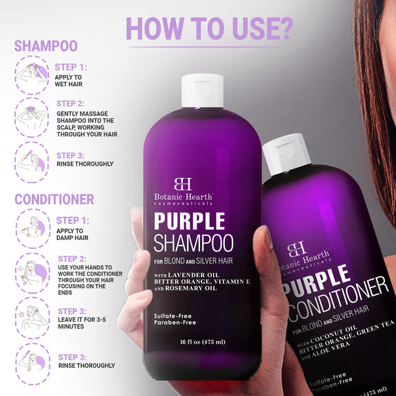Purple Shampoo and Conditioner Set Protect Hair Color Botanic Hearth